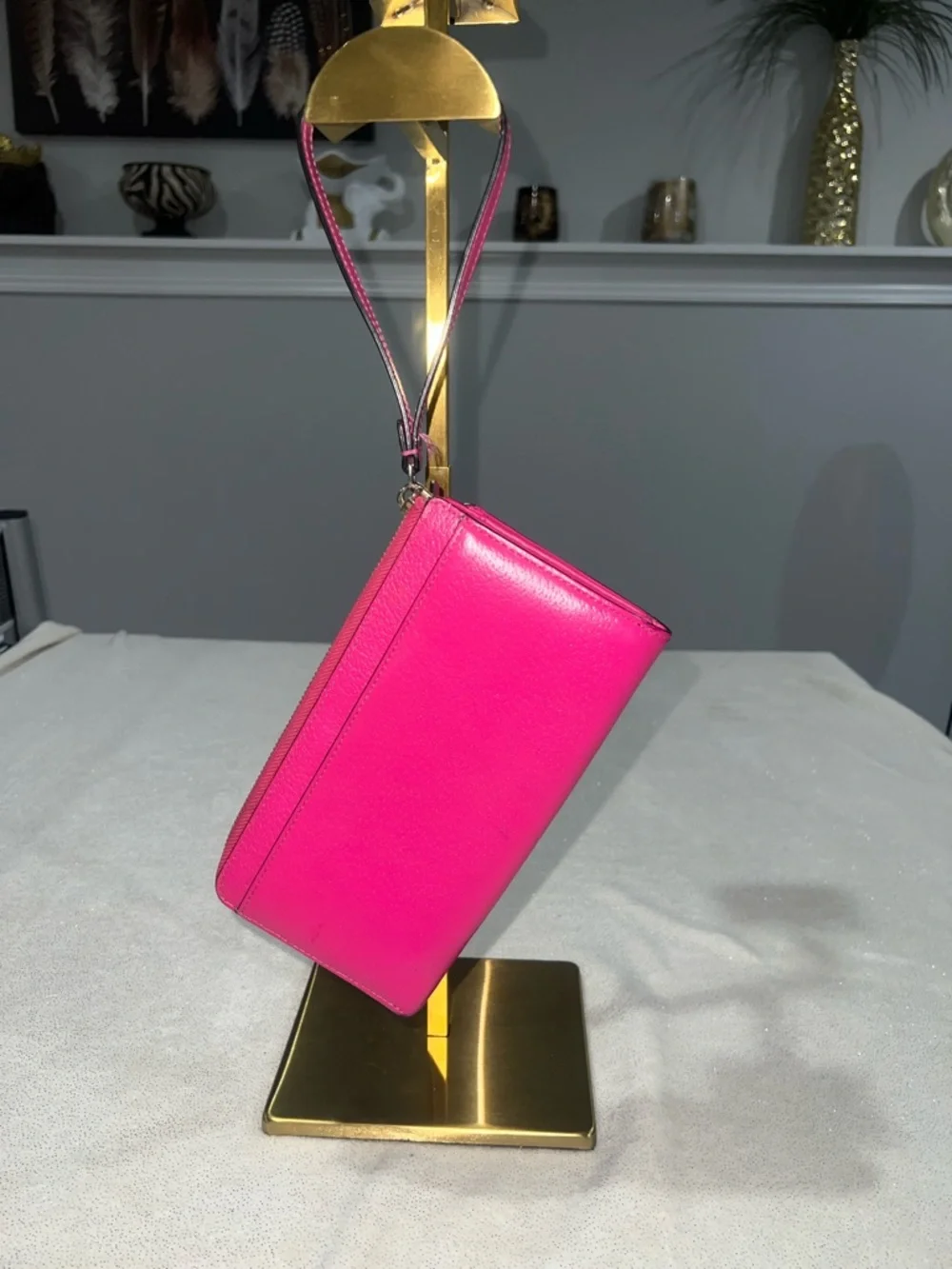 kate spade Hot Pink Leather Wristlet Clutch